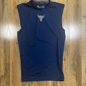 Under Armour Project Rock Compression Medium  Navy Sleeveless Athletic Top